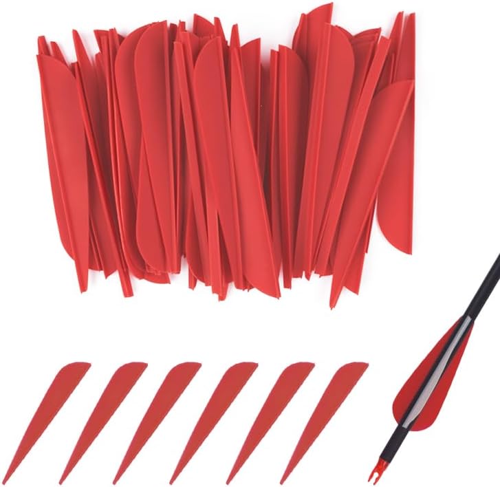TY Archery ريش سهام قوس 4 بوصة بلاستيك TPU ريشة DIY لسهام القوس صيد الطيور - عبوة من 50 - Image 1